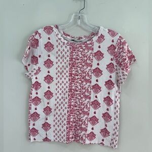 Adam Levine Collection Women’s Boxy Cropped Top- Maroon and White- Size M